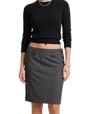 Archival Jill Stuart Japan 2012 wool cotton dark grey military pencil skirt 4